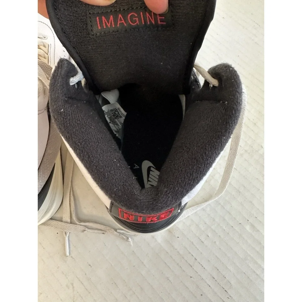 Nike Air Jordan 2 Unisex Kids Leather Mid Top Sneakers White Black Lace Up 6Y